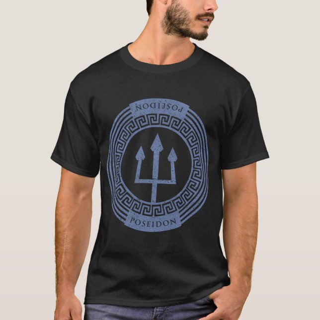Grekisk Gud Poseidon Sea Trident T Shirt (Framsida)