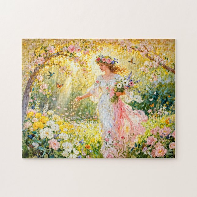 Grekisk gudinna Flores i trädgården Pussel (Horisontell)