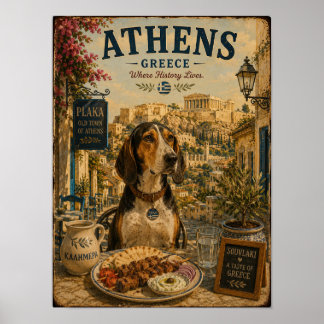 Grekisk harehund i Aten Vintage rese konst Poster