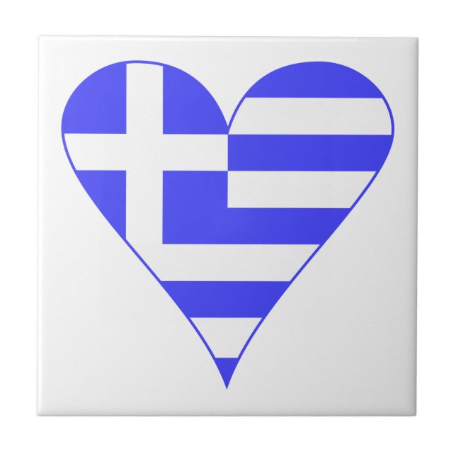 Grekisk Heart-Flagga-Funky Kakelplatta (Framsidan)