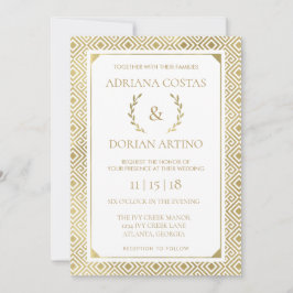 Grekisk inbjudan till elegance Wedding, Faux Guld