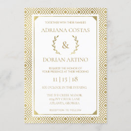 Grekisk inbjudan till elegance Wedding, Faux Guld