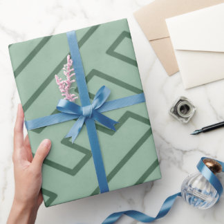 Grekisk inspiration Geometriska linjer Grönt mönst Presentpapper