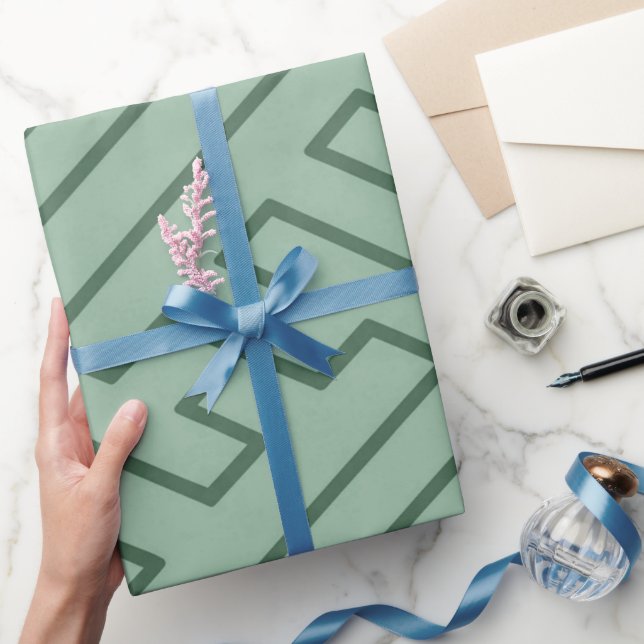 Grekisk inspiration Geometriska linjer Grönt mönst Presentpapper (Gifting)