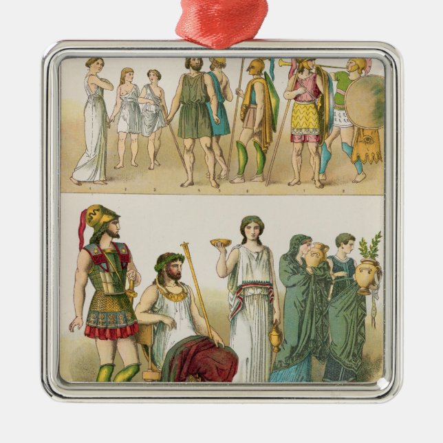 Grekisk klänning, från "Trachten der Voelker", Julgransprydnad Metall (Framsidan)