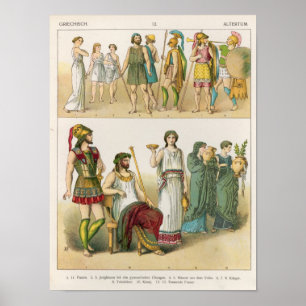 Grekisk klänning, från "Trachten der Voelker", Poster
