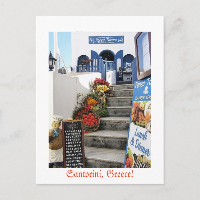 grekisk krog på Santorini, Grekland Vykort (Framsida)