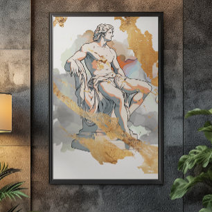 Grekisk man sitta omgiven av goldmarble canvastryck