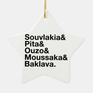 Grekisk matet-tecken julgransprydnad keramik