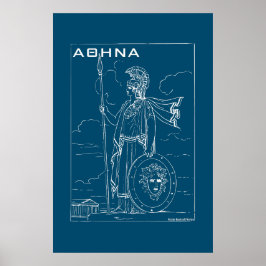 Grekisk Mythology Athena Goddess Ancient Grekland Poster