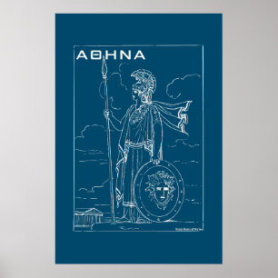 Grekisk Mythology Athena Goddess Ancient Grekland Poster