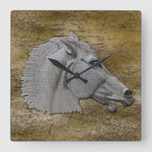 Grekisk Mythology Classical Horse Head Fyrkantig Klocka