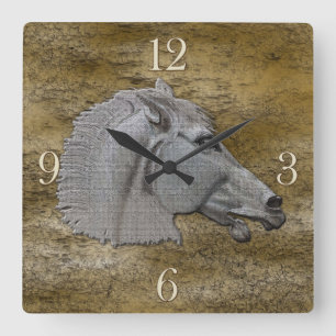 Grekisk Mythology Classical Horse Head Fyrkantig Klocka