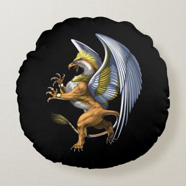 Grekisk mythology Griffin Rund Kudde (Framsidan)