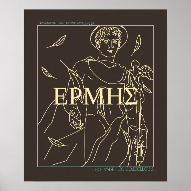 Grekisk Mythology Hermes Gud Ancient Greece Poster (Framsidan)
