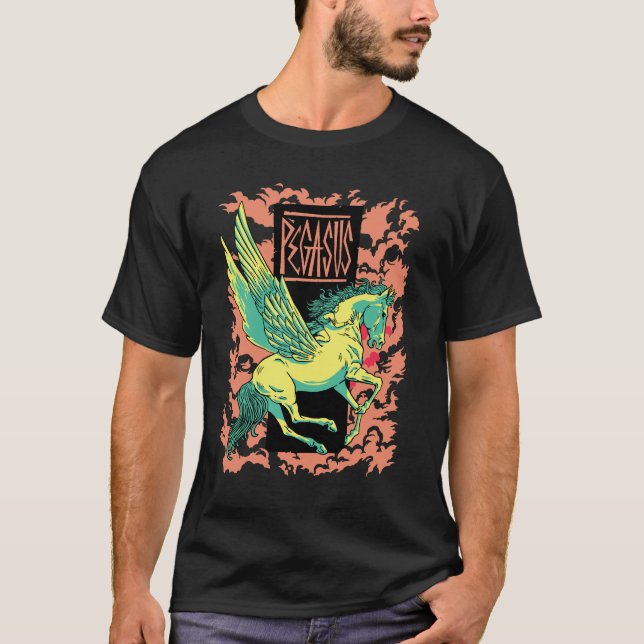 Grekisk mytologi - Pegasus the Winged Stallion T Shirt (Framsida)