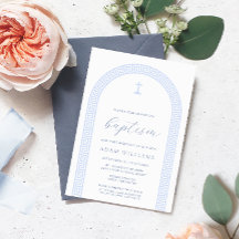 Grekisk Nyckel-Arch White Blue Baptism