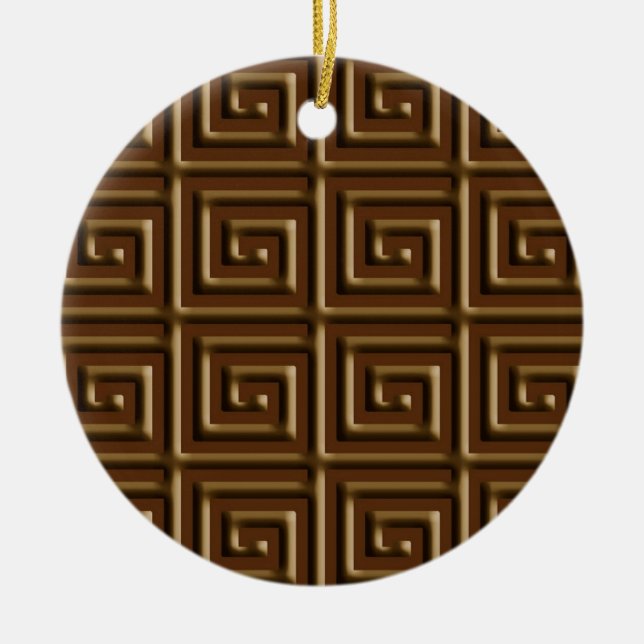 Grekisk Nyckel-design - mörk choklad Julgransprydnad Keramik (Framsidan)