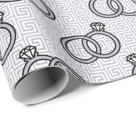 Grekisk nyckel förlovningsring - Silver & Vit Presentpapper