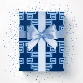 Grekisk nyckel meander nivå i blå indigo presentpapper