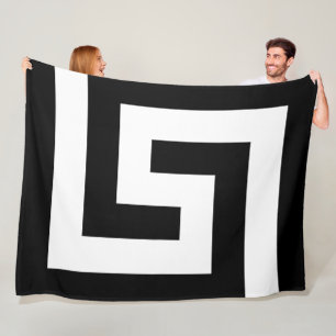 Grekisk Nyckel Modern Black White-dekoration Fleecefilt