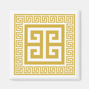 Grekisk nyckel Mönster Guld Design Magnet