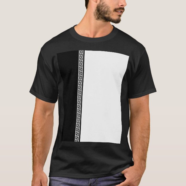 Grekisk nyckel vertikal - svart och vitt t shirt (Framsida)