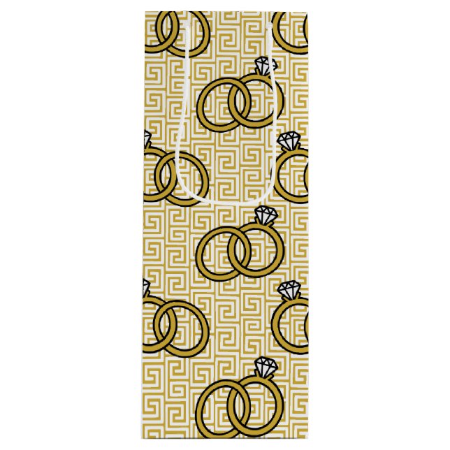 Grekisk nyckel vigselring - Guld & Vit (Framsidan)