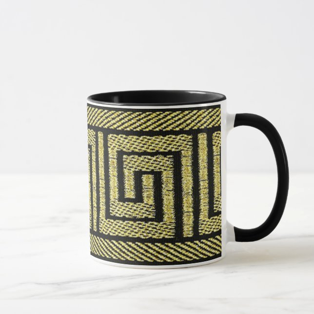 Grekisk nyckeldesign i guld och svart mugg (Höger)