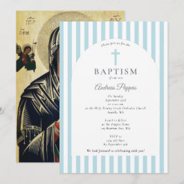 Grekisk ortodox Christening Baptism Dusty Blue Boy Inbjudningar