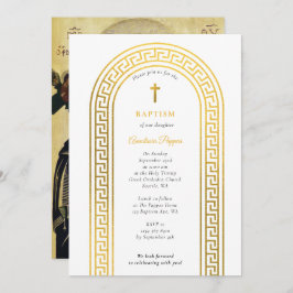 Grekisk ortodox Christening Baptism Guld Grekiska  Inbjudningar