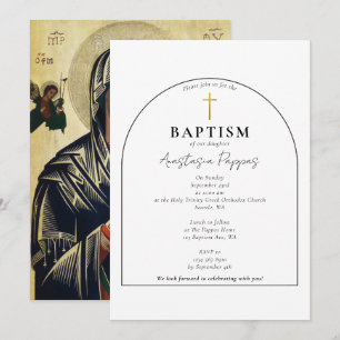 Grekisk ortodox Christening Baptism Modern Arch Inbjudningar