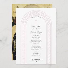 Grekisk-ortodox Christening Baptism Rosa Grekiska  Inbjudningar