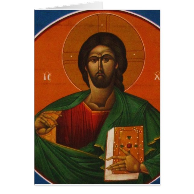 GREKISK ORTODOX SYMBOLSJESUS KRISTUS HÄLSNINGSKORT (Framsidan)