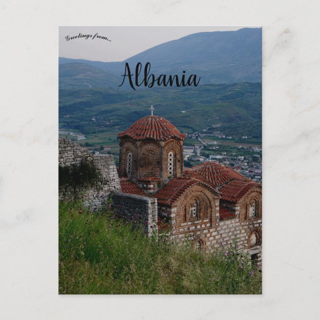 Grekisk-ortodoxa kyrkan i Berat Albanien Vykort (Framsida)