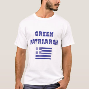 Grekisk patriark anpassar efternamn blått t shirt