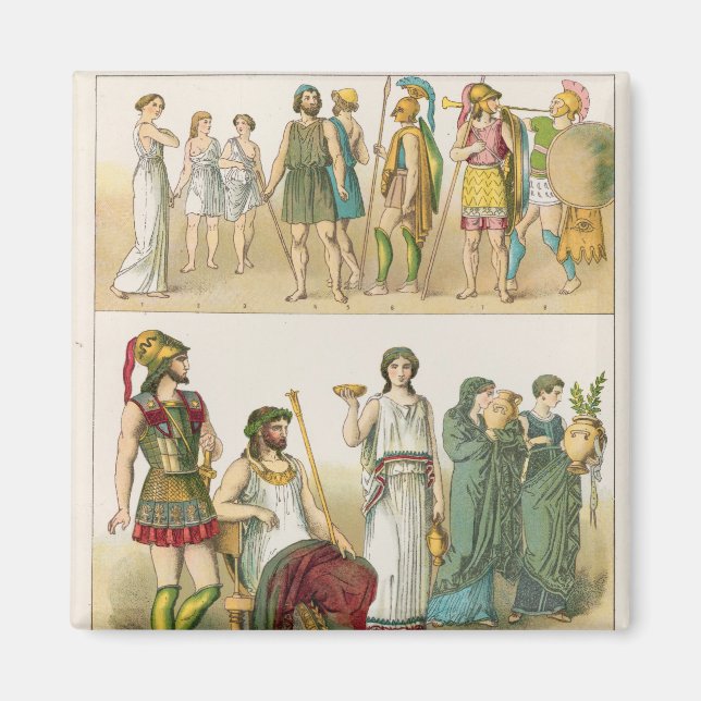 Grekisk press, från Trachten der Voelker, 1864 Magnet (Framsidan)