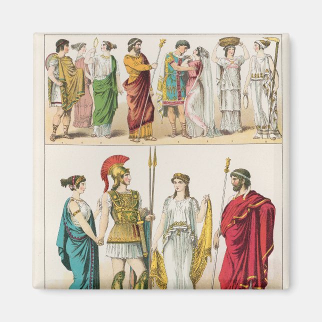 Grekisk press, från Trachten der Voelker, 1864 Magnet (Framsidan)