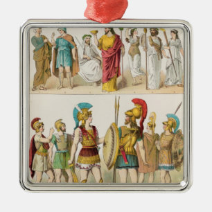 Grekisk religiösa och militär klänning julgransprydnad metall