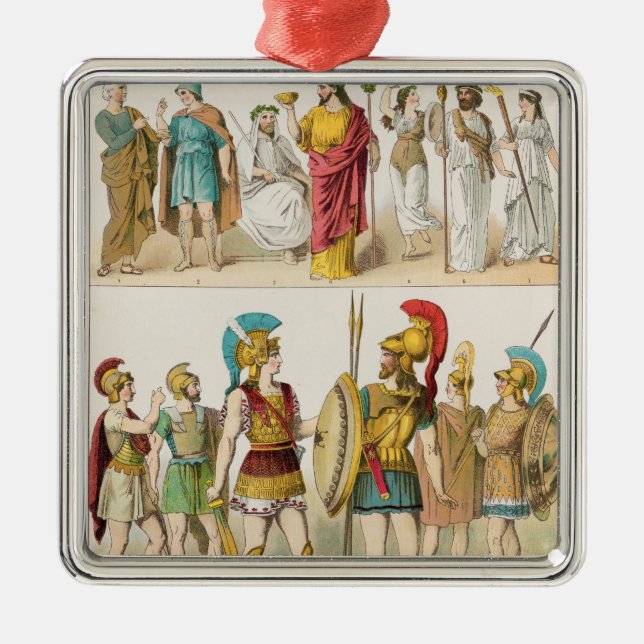 Grekisk religiösa och militär klänning julgransprydnad metall (Framsidan)