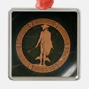 Grekisk röd-figur kopp som visar guden Hermes Julgransprydnad Metall