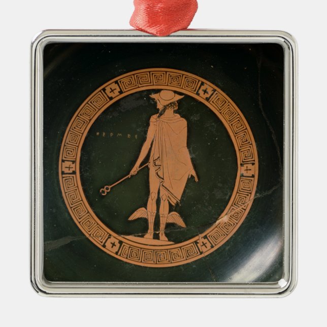 Grekisk röd-figur kopp som visar guden Hermes Julgransprydnad Metall (Framsidan)