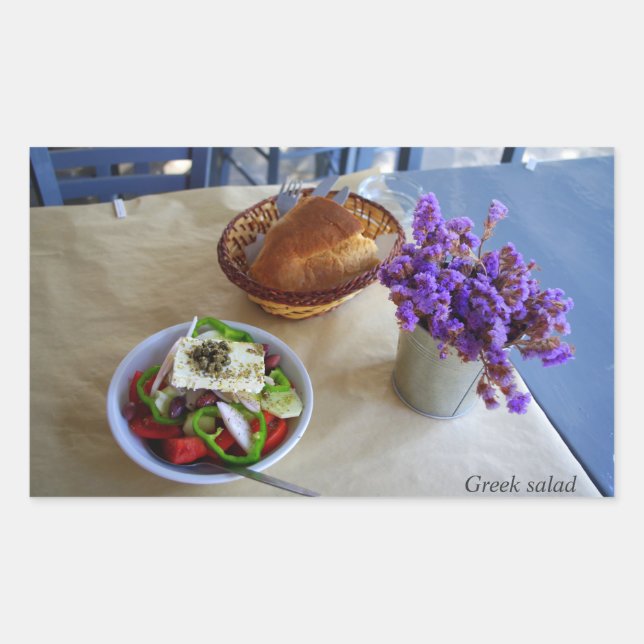 Grekisk sallad rektangulärt klistermärke (Framsida)
