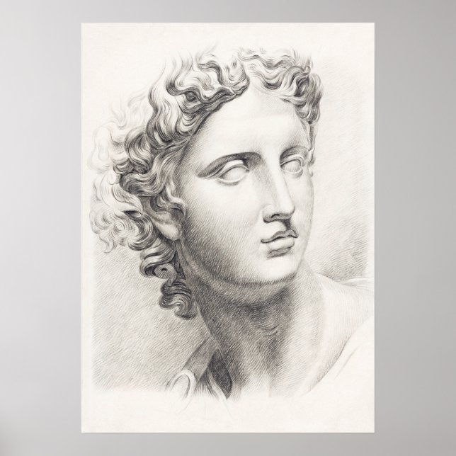 Grekisk skulptur, svart och vit Porträtt Poster (Framsidan)