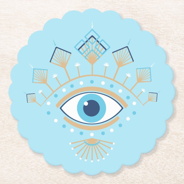 Grekisk skyddssymbol för Evil Öga, dekorerad Underlägg Papper (Framsida)