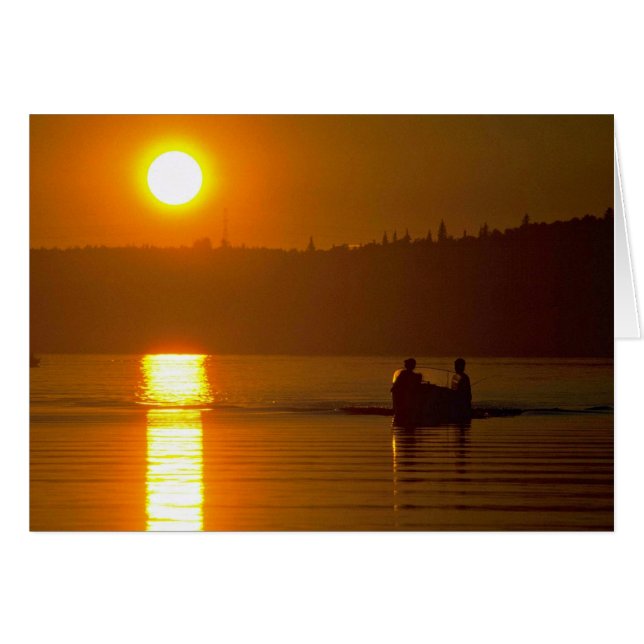 Grekisk solnedgång över havet hälsningskort (Framsidan Horizontal)