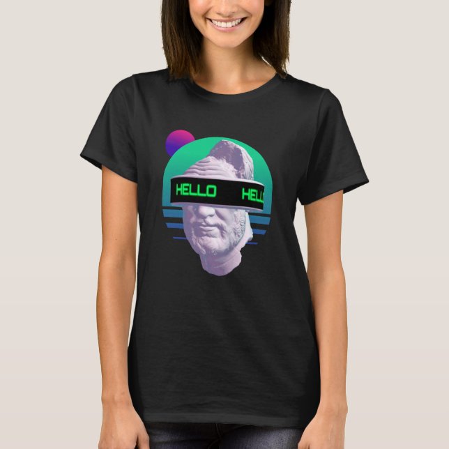 Grekisk Staty Vaporwave Retrowave Synthwave esteti T Shirt (Framsida)