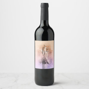 Grekisk staty Vin-etikett - klassisk konst Vinflaska Etikett