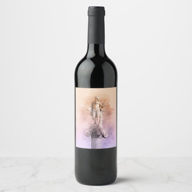 Grekisk staty Vin-etikett - klassisk konst Vinflaska Etikett (Framsida)