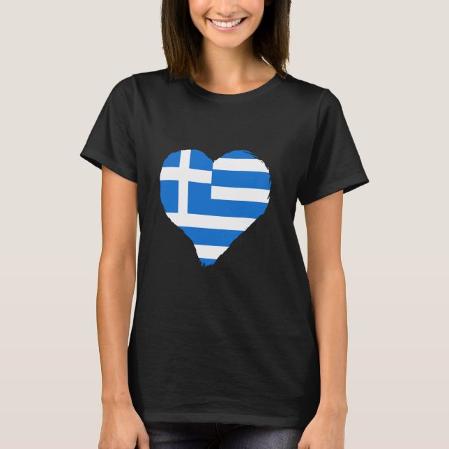 Grekisk stolthet hjärta hellener grekiska rötter h t shirt (Framsida)